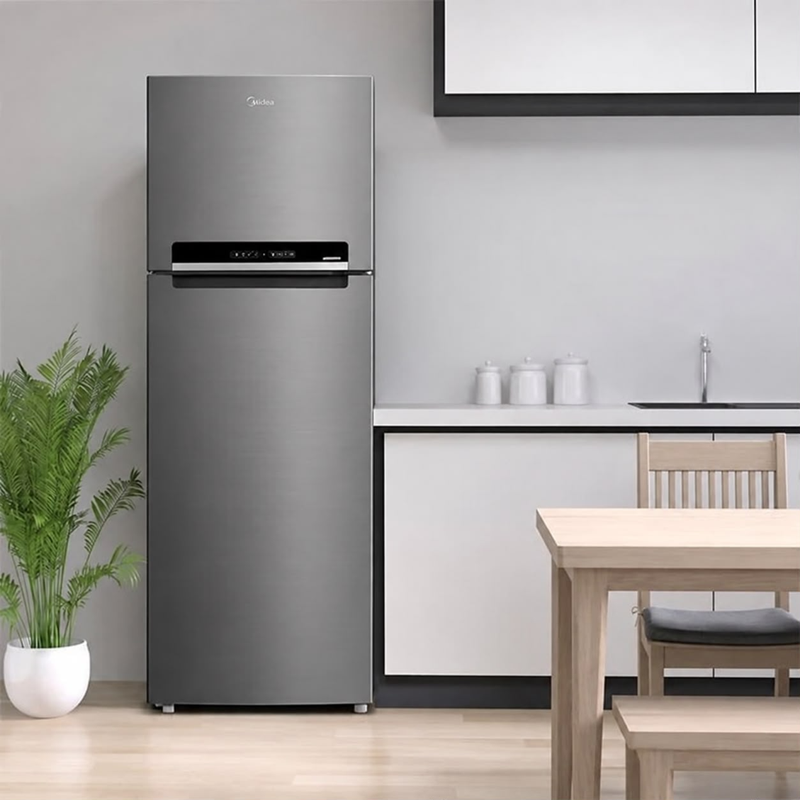 Geladeira Midea 394L Frost Free Inox